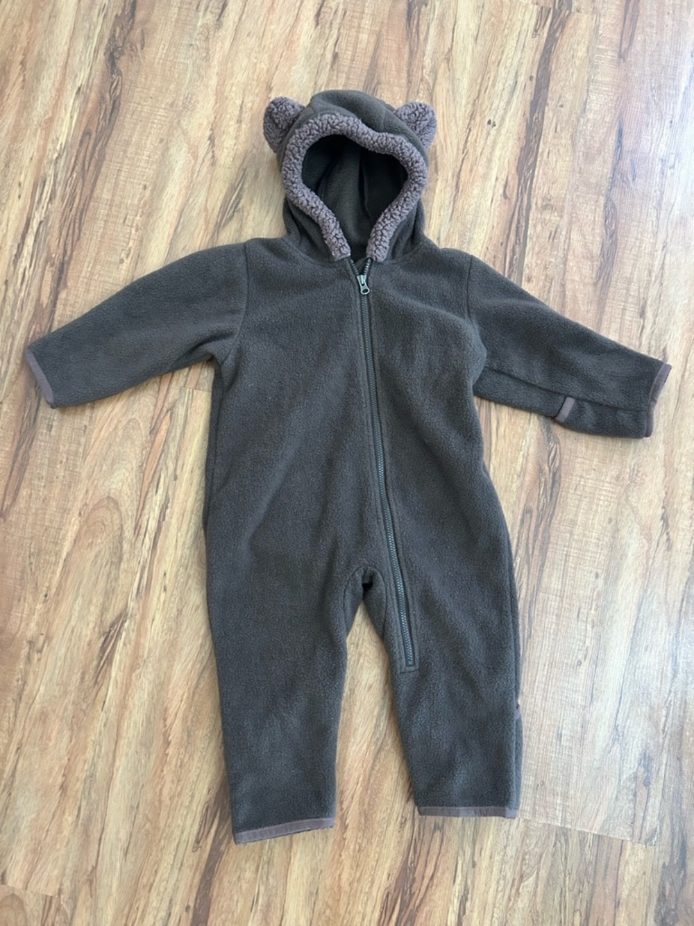 Columbia Tiny Bear ll Brown Fleece One Piece Snow Suit Baby Size 6-12 Mon